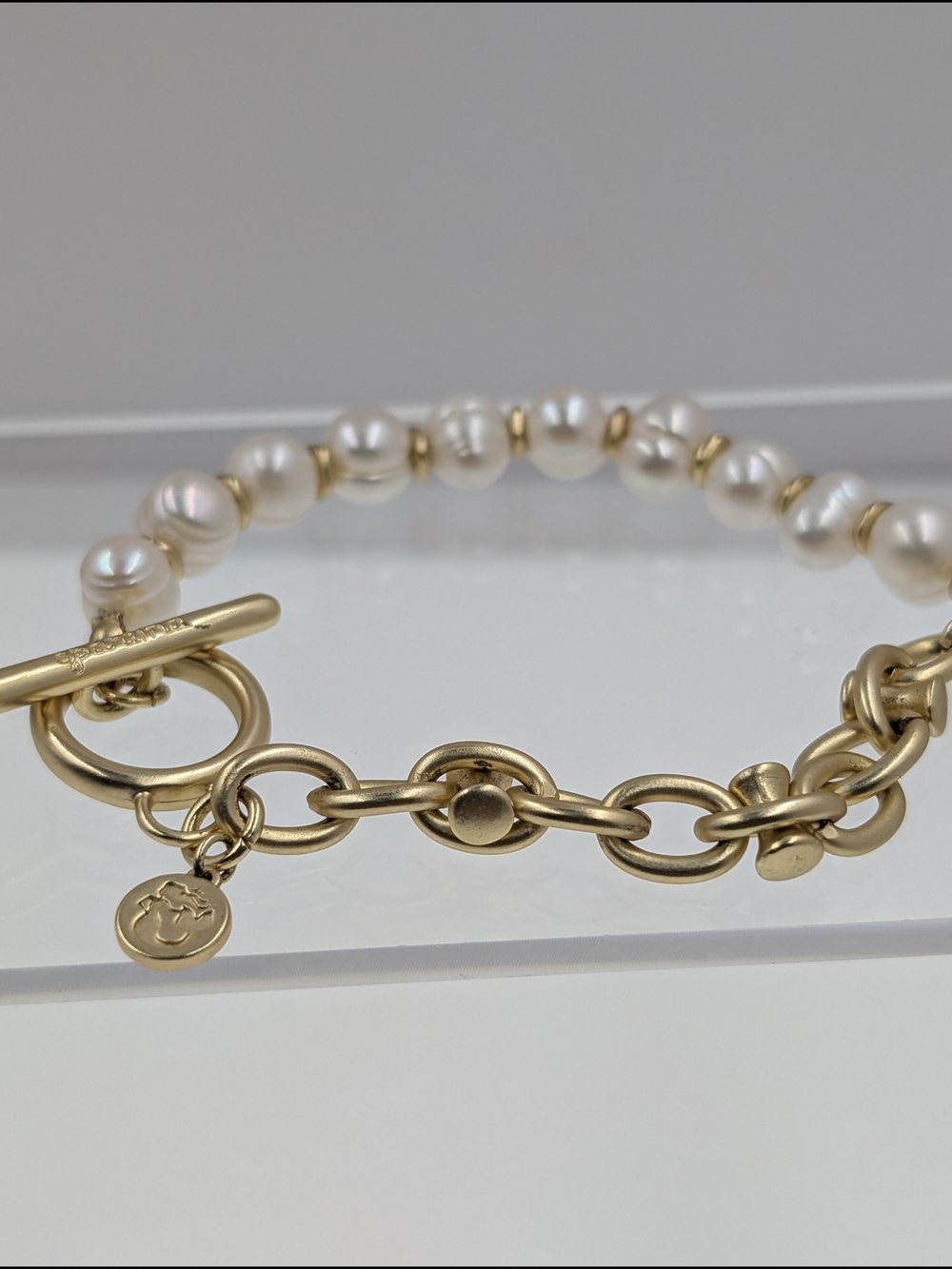 Spartina 449 Gold Chain with Cream Pearls Bracelet 0209